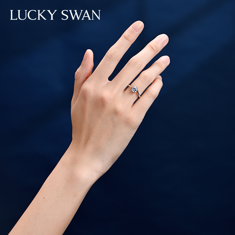 lucky swan一克拉莫桑石女情侣戒指