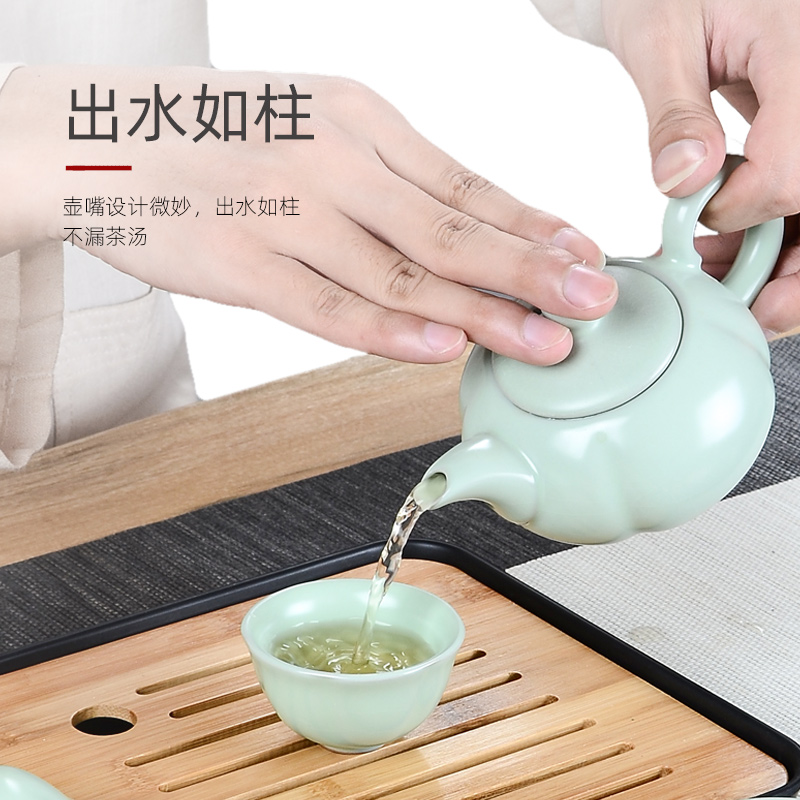 汝窑功夫茶具套装家用汝瓷茶壶茶杯