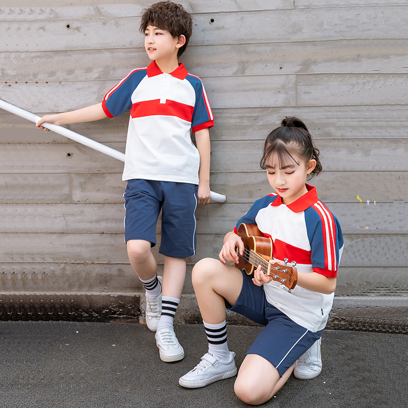 幼儿园园服夏季纯棉运动套装夏天短袖小学生校服夏装儿童班服夏款