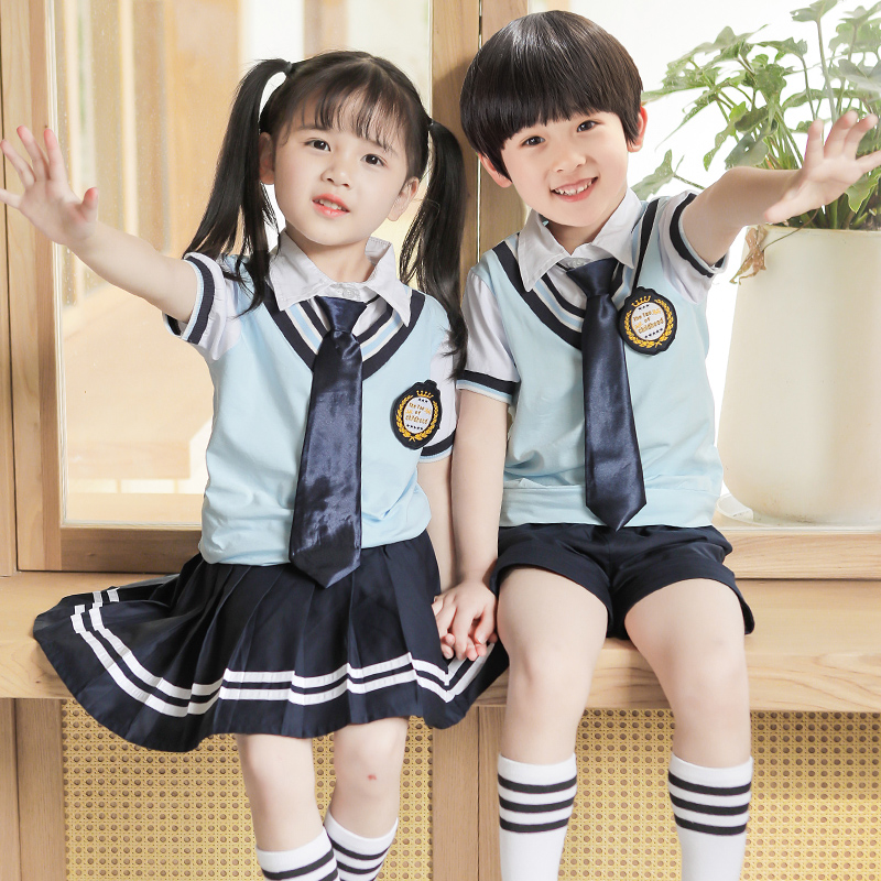 幼儿园园服夏季小学生短袖校服儿童英伦风毕业服装班服运动会套装